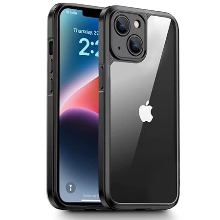 Enflamo Polypropylene Back Case Cover Designed For Iphone 14, Ultra Hybrid With Drop And Camera Lens Protection Transparent Hard (Black)