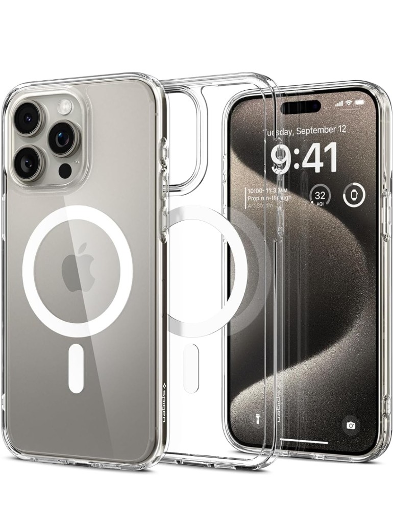 Spigen Ultra Hybrid Magfit Back Cover Case Compatible with iPhone 15 Pro Max (TPU + Poly Carbonate | White)