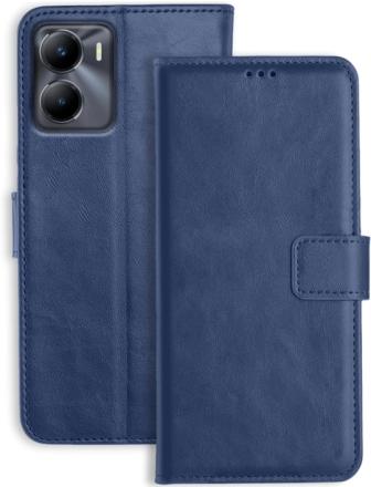 Vivo y16 Vivo Y56 5G Flip Back Cover Case | Inbuilt Stand & Pockets | Magnetic Shockproof Leather Wallet Style Flip Case for Vivo Y56 5G (Blue)