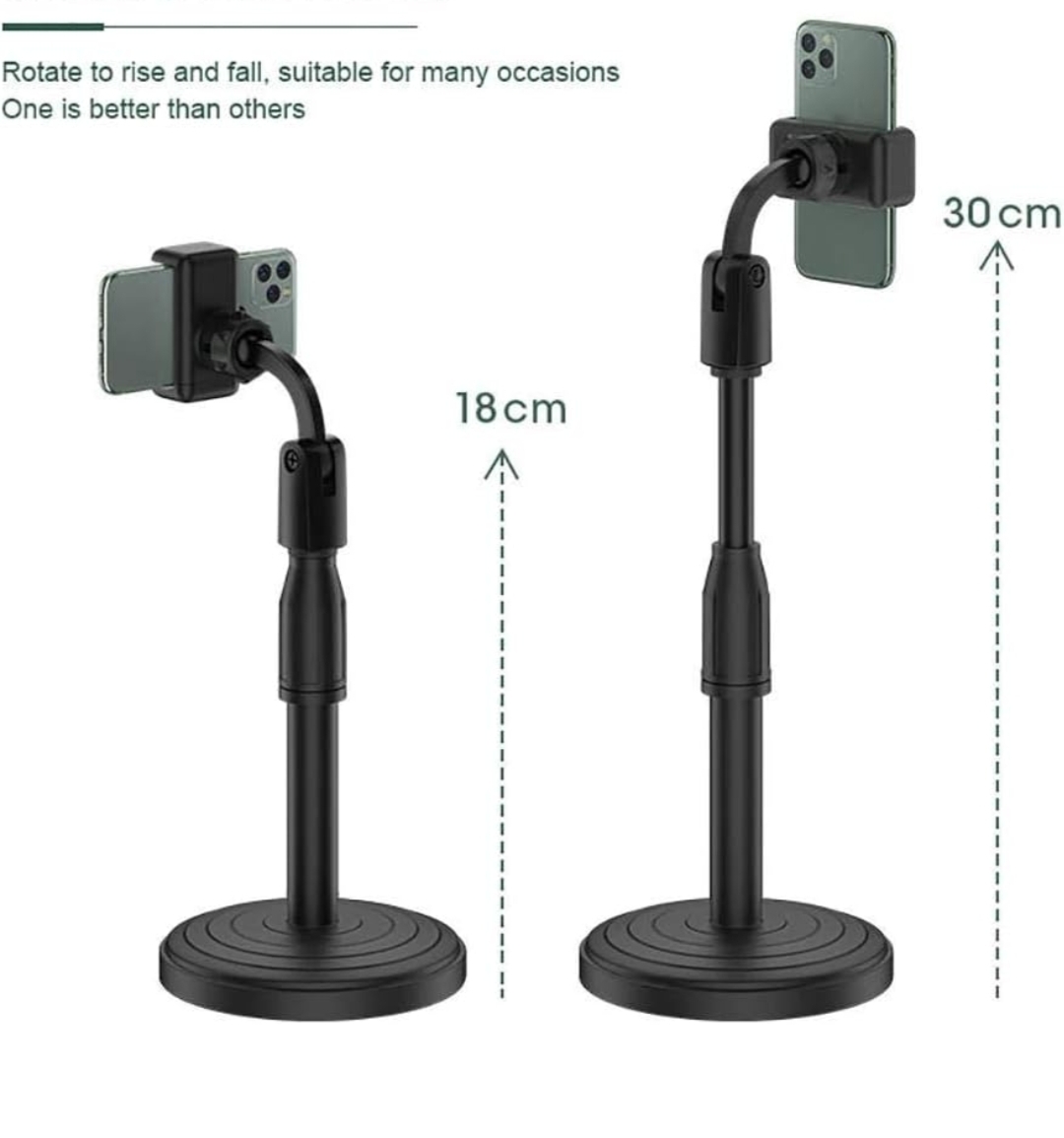 Mobile Phone Stand Multi-Angle Adjustable Desk Mount Holder 360 Rotate for Online Classes Live Streaming Shoot Video, Universal Compatible with All iPhone/Android Smartphone