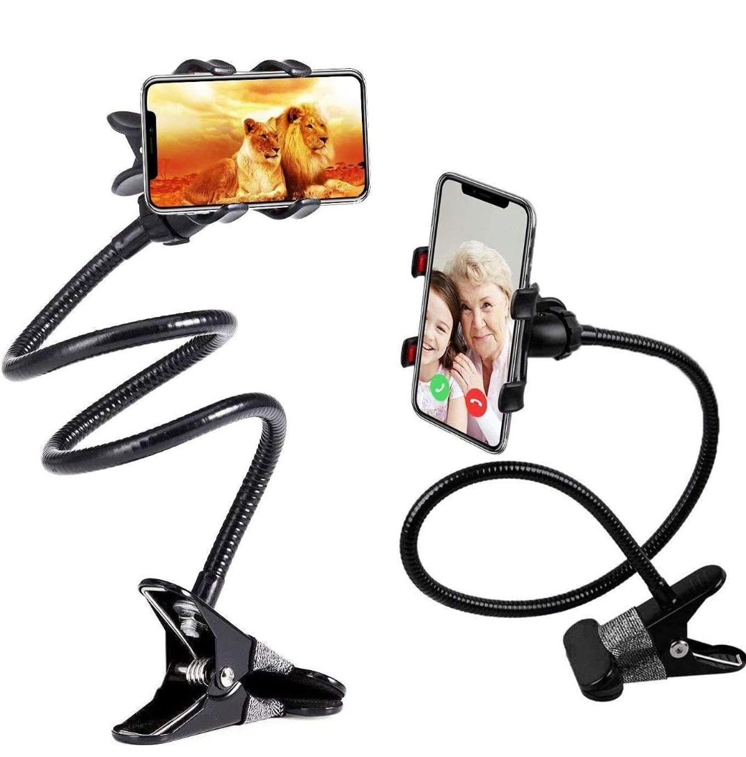 Lazy stand Flexible Mobile Tabletop Stand, Metal Built -for Video, Heavy Duty Foldable Lazy Bracket Clip 