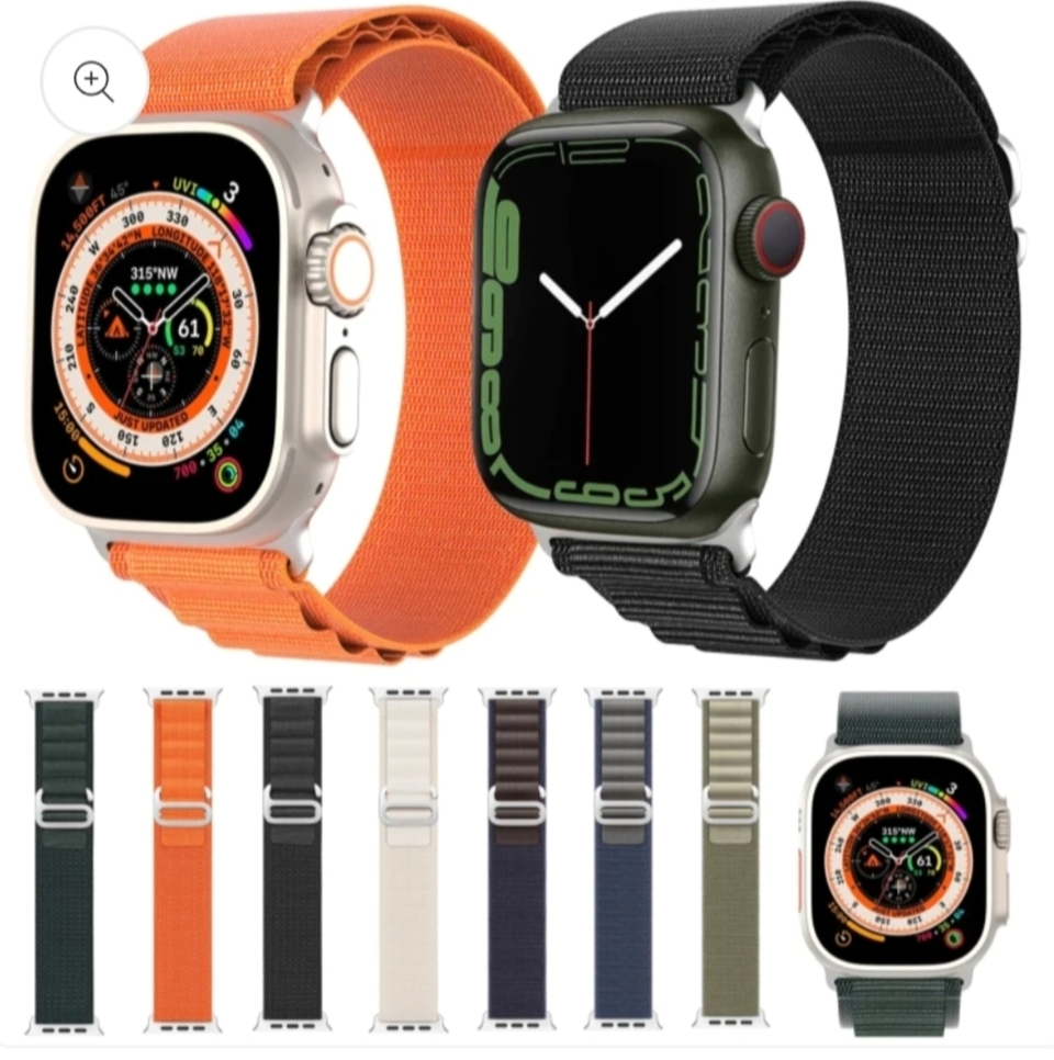 Nylon Loop Compatible with Apple Watch Straps 49mm 45mm 44mm 42mm, Adjustable Solo Loop Band with Velcro for iWatch Ultra 2/Ultra, Series 9 8 7 6 5 4 SE/SE2 3 2 1