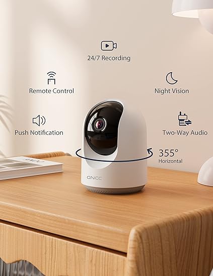 GNCC Pet Camera, Dog Camera, Pet Cameras with APP, Cat Camera 1080P, 360° Pan(Manual UP&Down), Motion/Sound Detection, 2-Way Audio, Real-Time Alerts, SD&Cloud Storage, Works with Alexa, P1